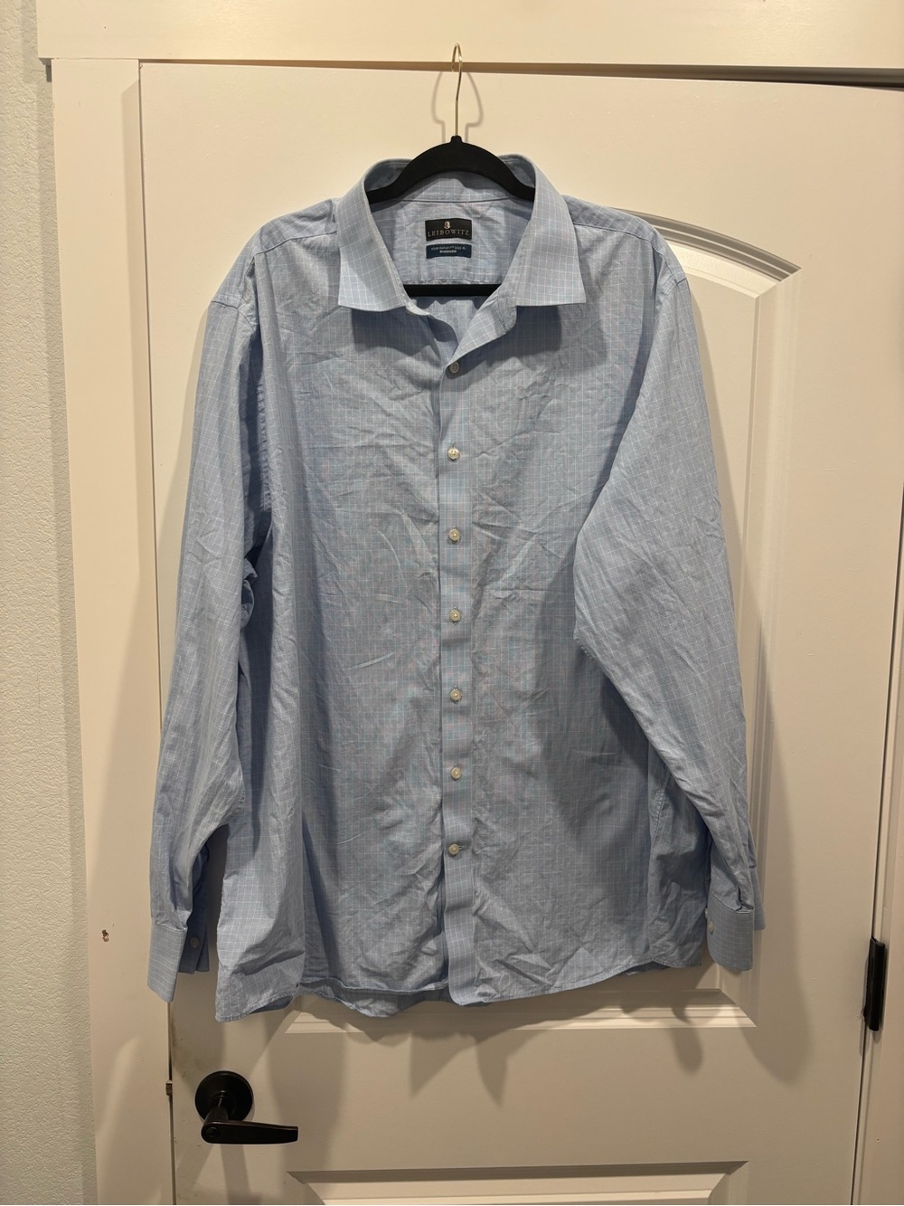 Leibowitz Menswear Light Blue Micro Check Dress Shirt DataFit 100 cotton
